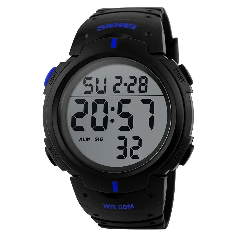 SKMEI 1068 Calendar PU Strap 5Bar Waterproof Digital Watch reloj hombre Outdoor Sport Watch Men Big Dial Fashion Simple Watches