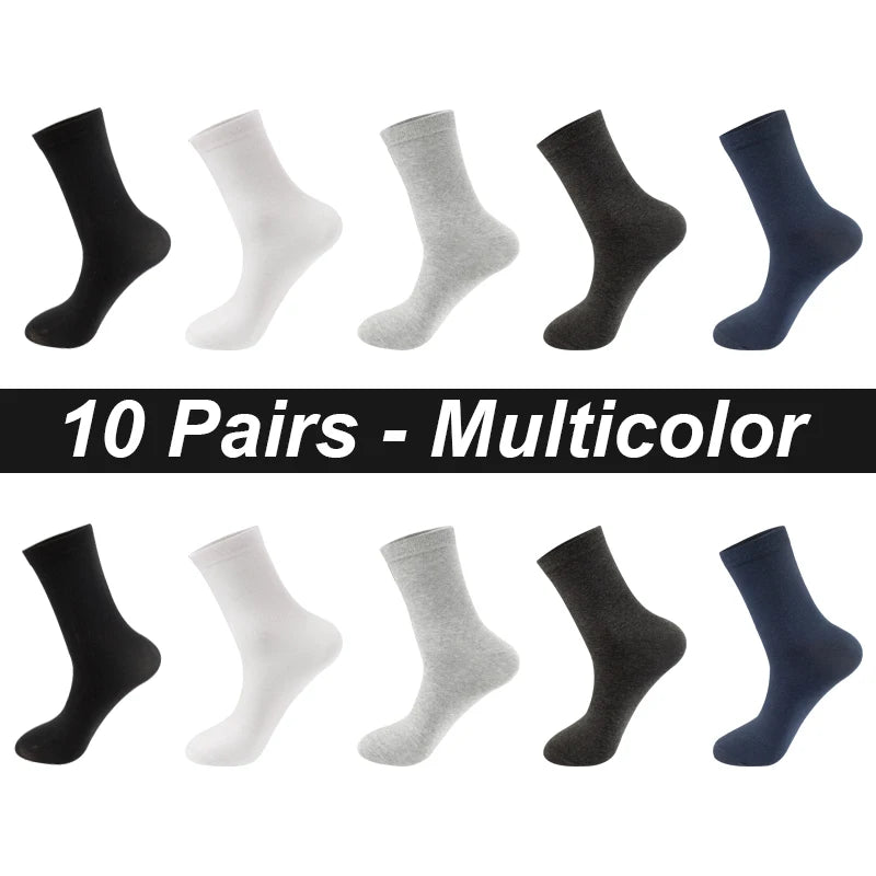 10Pairs/Lot Men Combed Cotton Socks Black Casual Business | SAMAG