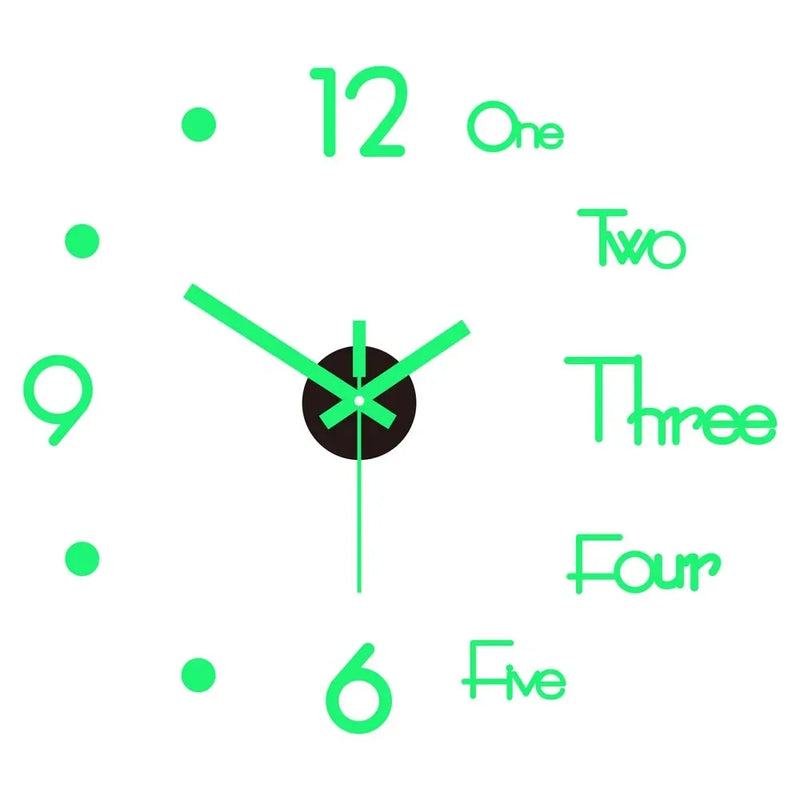 Wall Clock Frameless DIY 3D Luminous Digital Clock Wall Stickers Mute Clock for Living Room Bedroom Office Wall Decor