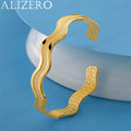 ALIZERO 18K Gold Frosted Wave Bangles Bracelets For Women Wedding Engagement Party Charms Fashion Jewelry Birthday Gifts