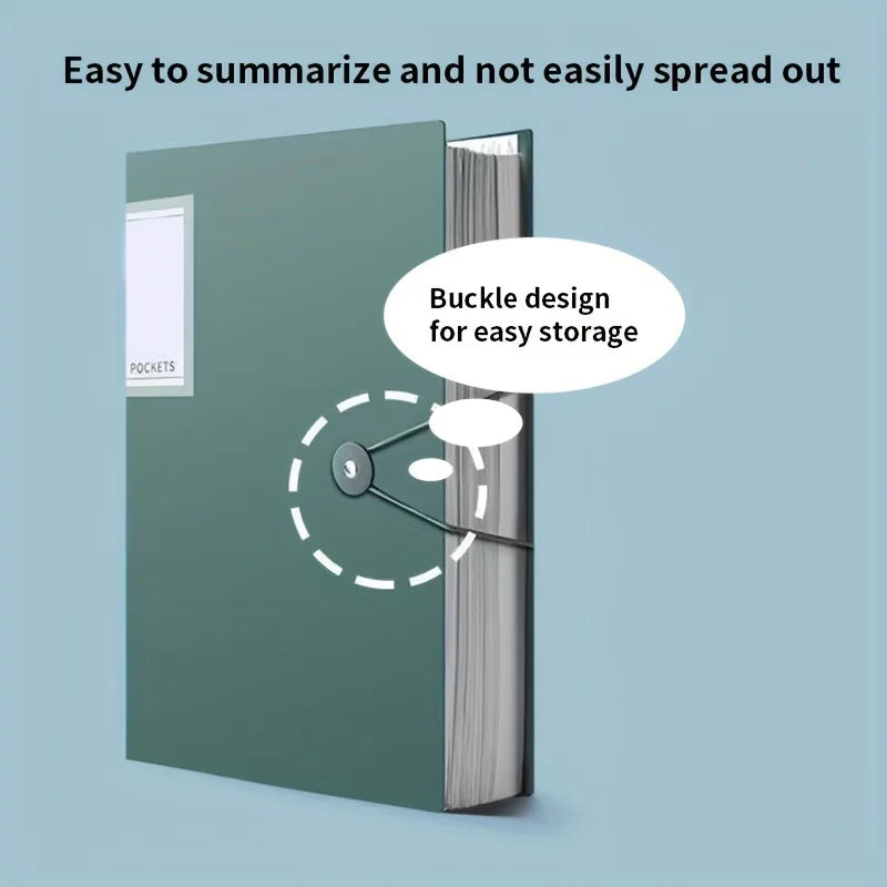 A4 Display Paper File Folder 40/60/100 Pockets Document Organizer with Snap Closure Office School Stationery