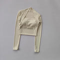 Women's Elegant Long Sleeve Yoga Shawl Sports Top with Chest Cushion Short Elegant Yoga Top Small Camback Pura Speed Dry Autumn