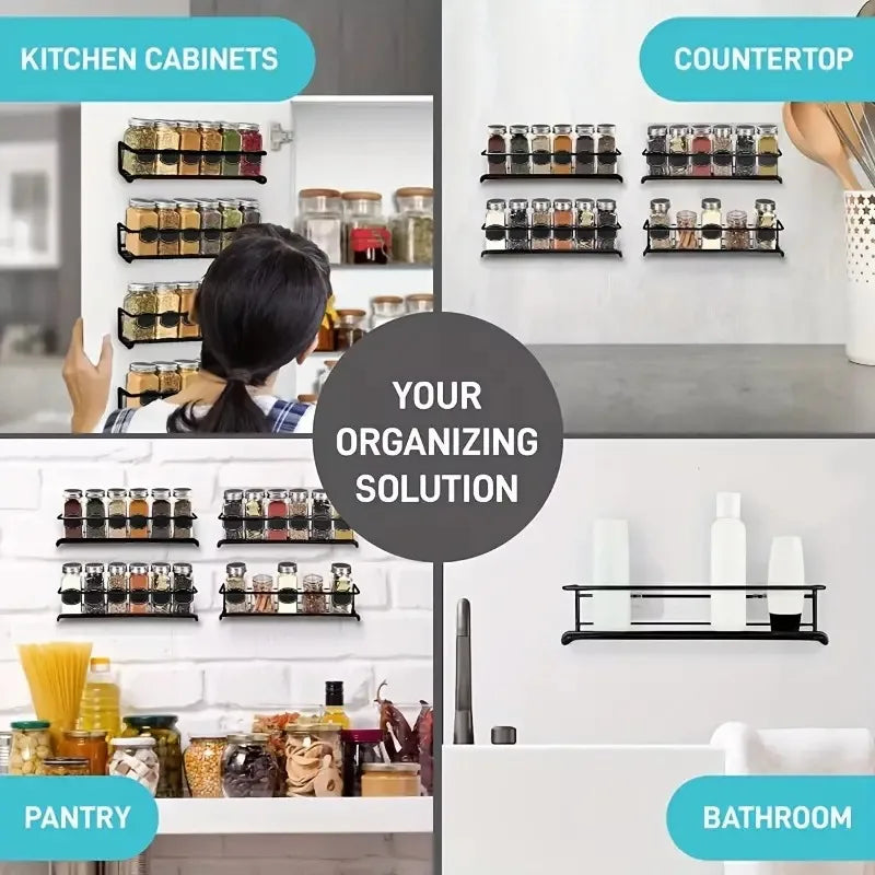Iron Shelf Wall Mounted Organiser Kitchen Home Spice Storage Rack Bathroom Drainage Accessories - View 5 | SAMAG