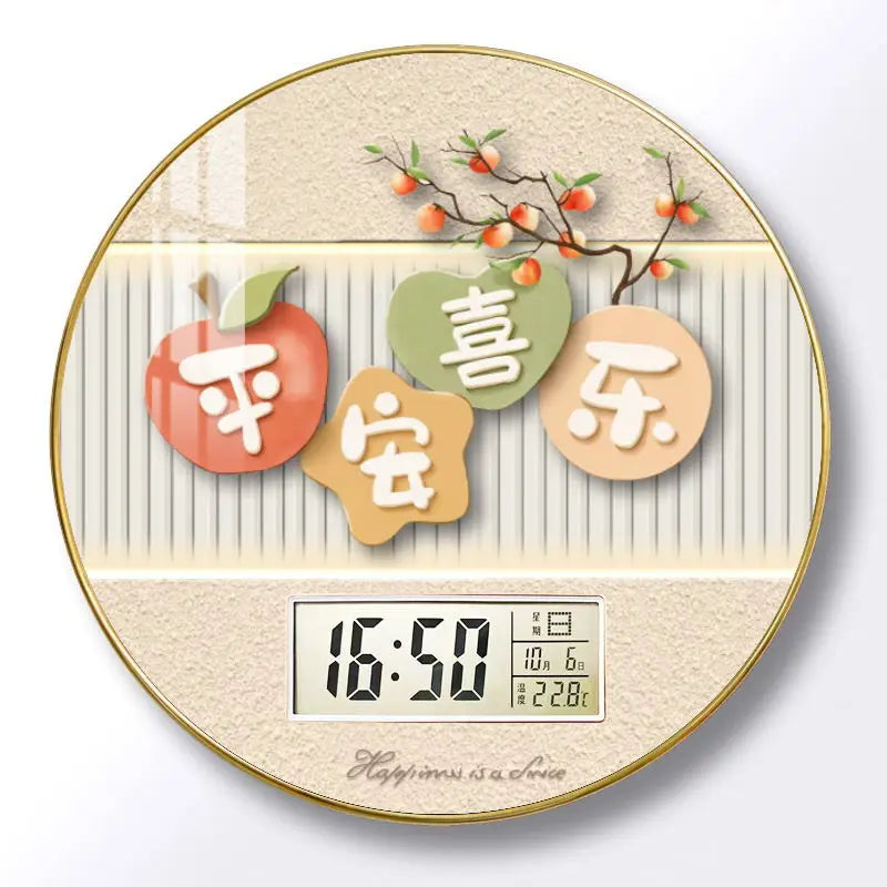 Modern wall clock for living room, home use, creative, silent, drill-free wall-mounted decorative painting electronic clock