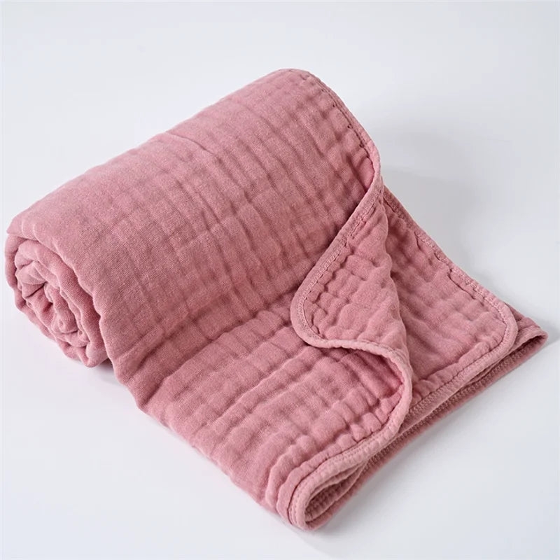6-Layer Pure Cotton Bubble Muslin Baby Blanket Soft Comfortable Infant Gauze Bath Towel Kids Swaddle Wrap Receiving Bedding
