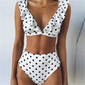 Vintage Ruffles Bikini High Waist Swimsuit Tankini V-neck | SAMAG