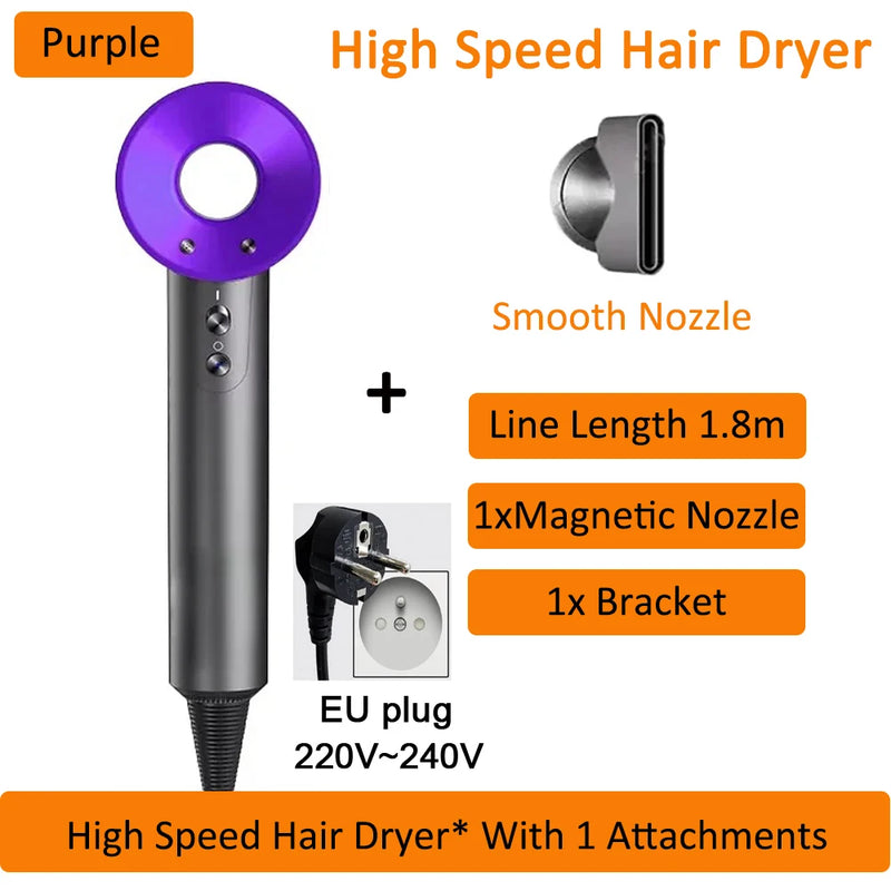 7 in 1 Hair Dryer Professional with Cold Hot Air Functionality Negative Lon Blow Quick Dry Leafless Salon Home Hairdryer