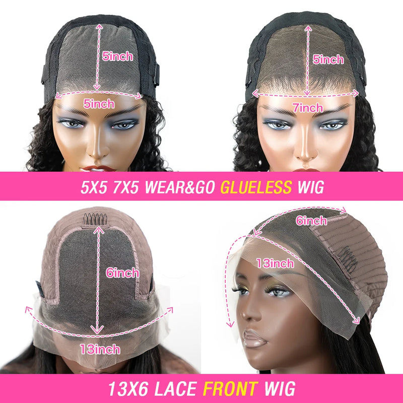 30 40inch Wear and Go Glueless Wig Human Hair 7x5 Precut 13X6 Hd Lace Frontal Wigs Bone Straight Pre Plucked 100% Human Hair