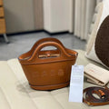 Elegant Mini Tote Bag with Leather Edges & Unique Cutout Handle