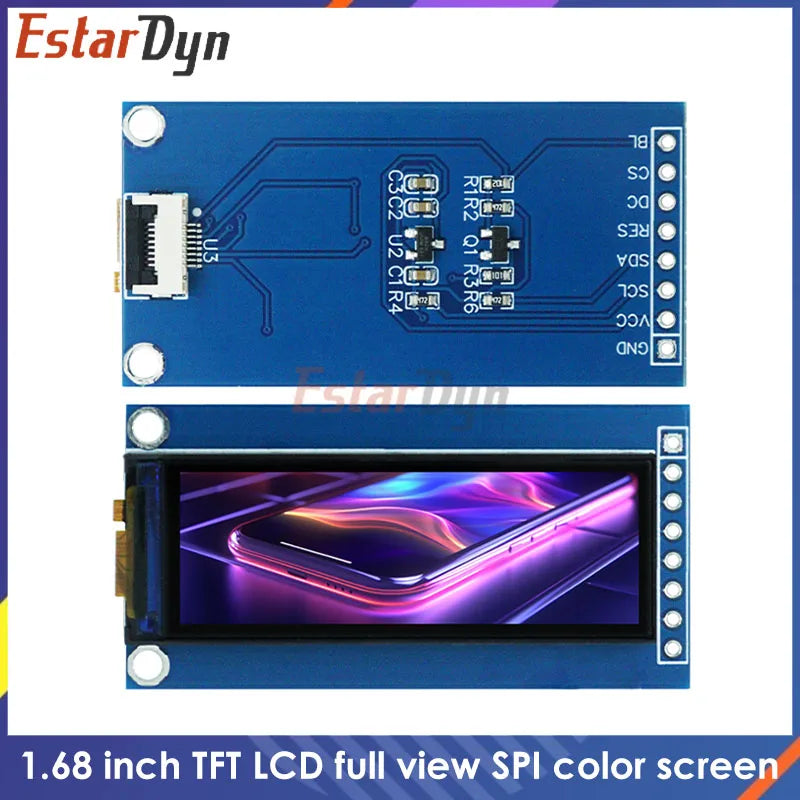 Estardyn 1.68-inch TFT LCD screen, NV3007 small screen, 142*428 long strip screen, LCD full view angle, SPI color screen