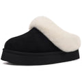 Shevalues Winter Furry Women's Slippers Platform Slippers Fluffy Cozy Warm Indoor Slides Plush Lining Outdoor Women's Slippers