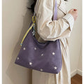 2026 New CEEKAY Star Embroidered Hobo Bag, Cute Shoulder Bag with Star Pendant, Large Capacity Tote for Women Handbag Tote Bag