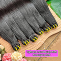 Double Drawn Yaki Straight Human Hair Bundles #1B Natural Black Color 1 2 3 4 Pcs 100% Raw Virgin Human Hair Weave Extensions