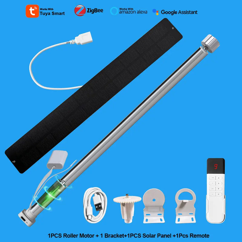 Tuya Zigbee Battery Electric Smart Curtains Roller Blinds Motor Wireless Smart Life For 20 25 28mm Tube Alexa App Remote Control