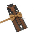 Fashion Men Kids Suspender Bowtie Sets For Wedding Party Festival Gift Brown Khaki Elastic Y - back - Visuel 12 | SAMAG