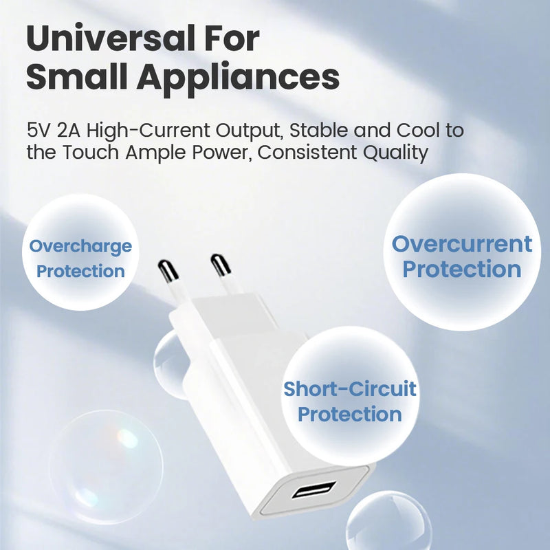 2A EU/US Plug USB Charger Fast Charging Mobile Phone Wall Charger For iPhone Huawei Xiaomi OPPO Oneplus Portable Travel Charging