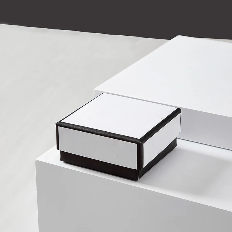 1pcs Kraft Gift Boxes Black White Paper Small Case Cardboard Rings Earrings Bracelet Necklace Jewelry - Visuel 9 | SAMAG
