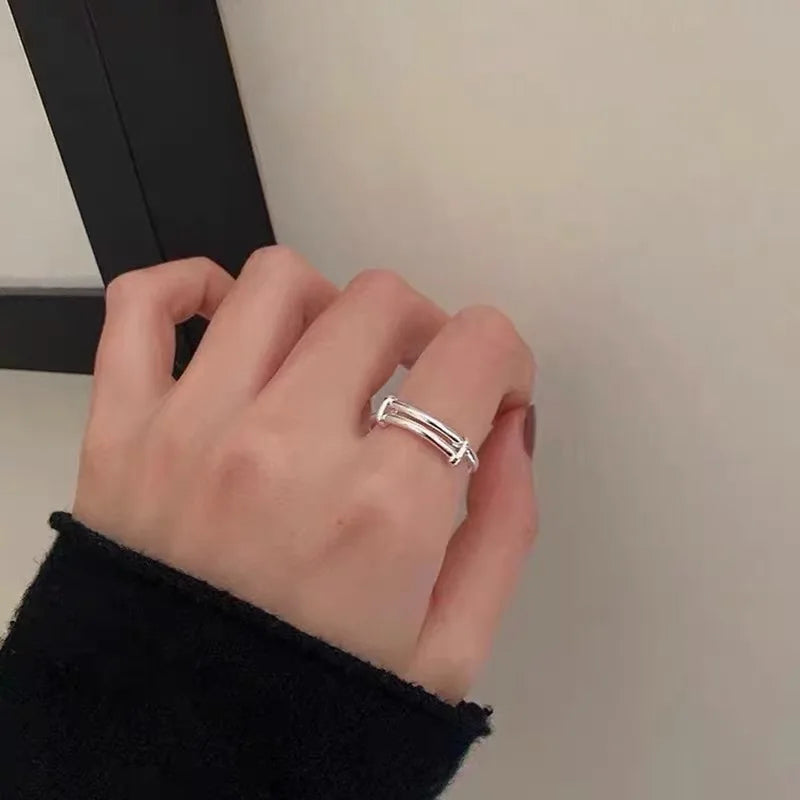 BF CLUB 925 Sterling Rings for Women Adjustable Simple Fashion Geometric Vintage Handmade Irregular  Ring Party Gifts