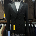 2-piece Luxury Suit Set for Men, Jacket and Pants Double Breasted Suit Blazer Beaded Slim Fitting Costume for Groom