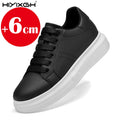 New men's leather elevator shoes 6 cm 8 cm invisible height increase white black sneakers leather height increase casual shoes