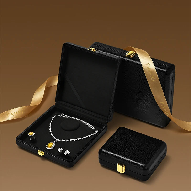 Orilv Leather Jewelry Box Set Box Light Luxury Ring Necklace Display Storage Boxs Jewelry Display Packaging Box Ladies' Gift Box