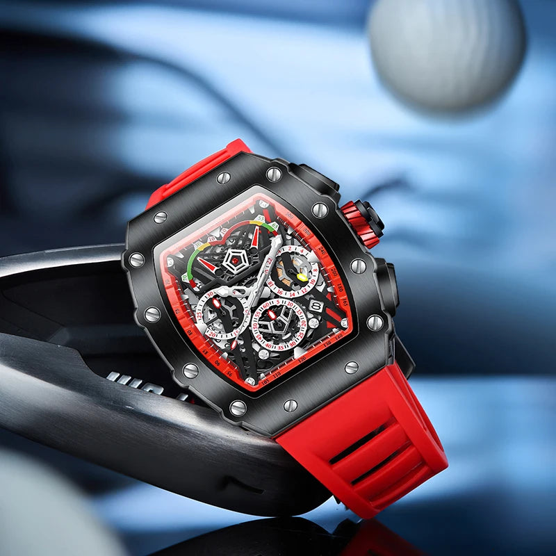 Sports Men's Watch ONOLA Luxury Fashion Fully Automatic Mechanical Watches men Unique Design Waterproof Tape Watch Wristwatch