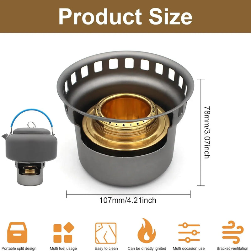 Titanium Alcohol Stove, Portable Lightweight Tiny Brass ﻿ - View 2 | SAMAG