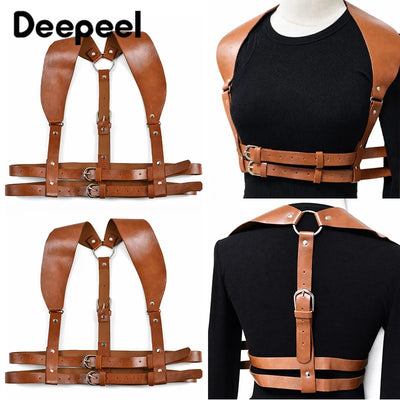 1Pc Women Fashion Punk Harness Belts Harajuku PU Leather Chest Suspenders for Gothic Waistband Clothing Accessories | SAMAG