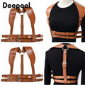 1Pc Women Fashion Punk Harness Belts Harajuku PU Leather Chest  Belt Suspenders for Gothic Waistband Clothing Accessories