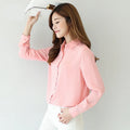 2025 Autumn Women's Solid Color Lapel Long Sleeve Chiffon Shirts Simple Casual Loose Woman Blouse and Tops Office Lady Clothes