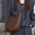 BURMINSA Genuine Leather Hobo Bag For Women Vintage Soft Cowhide Half Moon Underarm Shoulder Purses Commuter Office Handbags