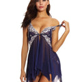 Floral Lace Split Sexy Babydoll Semi-sheer Deep V Bow Ruffle Dress and Panties Underwear Sets Women's Erotic Lingerie Nightgown