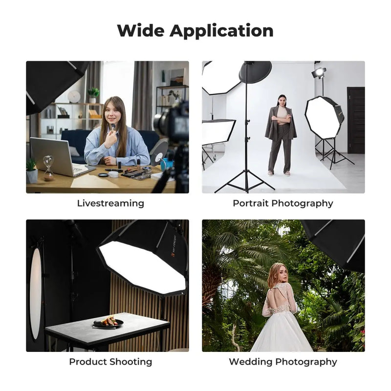 90cm/65cm/55cm Octagonal Softbox Quick Release Bowens Mount with Honeycomb Grid Light Diffusers for Photography Studio Flash