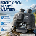 Navigation Telescope Boshile 10x50 Binoculars with Built-in Compass BAK4 Prism FMC Lens Fogproof Waterproof For Camping Hunting