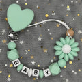 Free Custom Personalized Name Pacifier Clips Handmade Beech Wood Chain Silicone Crown Holder Soother Baby Teething Toy Chew Gift