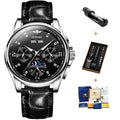 OUPINKE 3189 Automatic Watch for Men Genuine Leather Strap Waterproof Moon Phase Man Watches Luxury Men's Mechanical Wristwatch