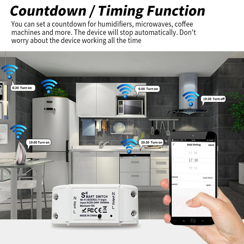 Tuya WiFi Smart Switch Breaker Wireless Light Switch Voice Control Timer APP Smart Life Work With Alexa Google Home 110V 220V