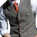 Men's Vests Tweed Suit Business Clothing for Men Striped Waistcoat Punk Vest Groomman Wedding Brwon Black Grey Jacket Bleazer