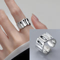 VENTFILLE 925 Sterling Silver Ring for Women Girl Gift Retro Open Trend Unique Design Geometric Asymmetric Jewelry Dropship