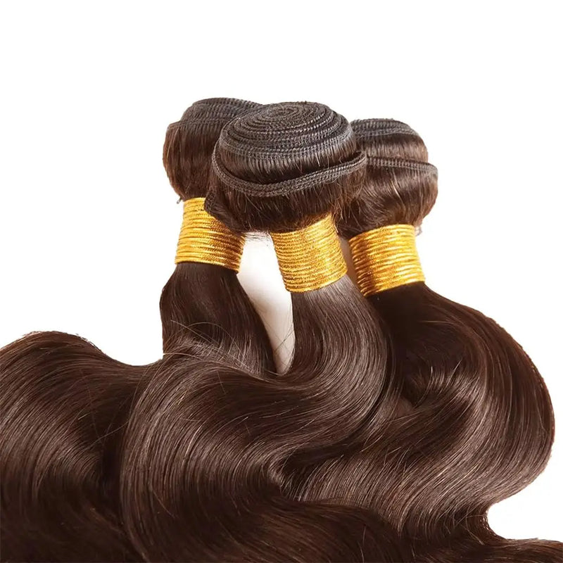 Dark Brown Bundles Color #4 Body Wave Human Hair Bundles Chocolate Brown Double Weft Brazilian Human Hair Sew-In Weave Extension