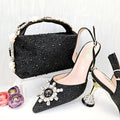 QSGFC 2026 New Fashion Purple Sandals Sequins Rhinestone Point Toe High Heels Slingback Women's Dress Women's Shoes & Bag Set