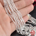 18K Gold 2MM Flat Necklace Chain for Women Men Fashion Wedding Party Jewelry Gift