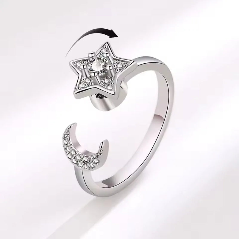 VENTFILLE 925 Sterling Silver Sunflower Diamond Zircon Rotatable Ring For Women Gift Relieve Stress Ring Jewelry Wholesale