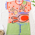 Cartoon Pink Green Rabit Print Lounge Dresses, Comfy Cute | SAMAG
