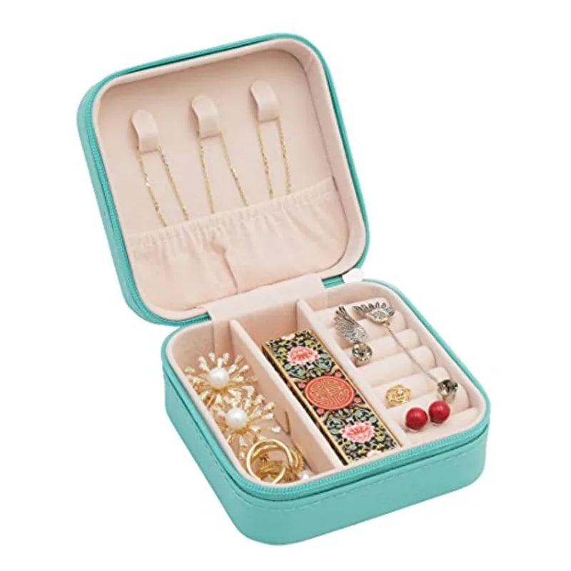 Mini Jewelry Travel Case Small Portable Jewellry Organizer Box Portable Display Storage Box for Rings Earrings Necklaces Gifts