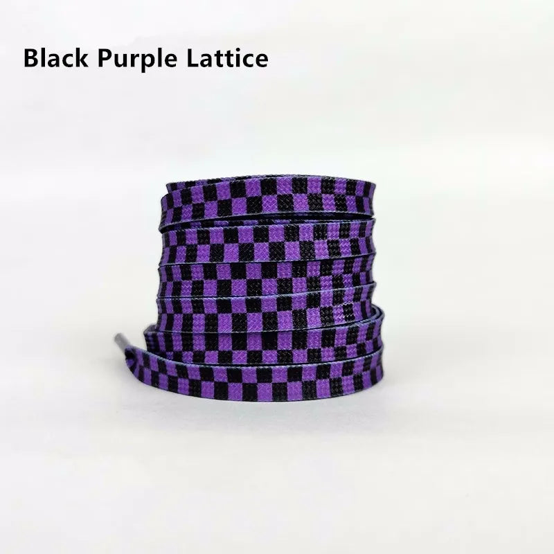 Black White Checkerboard Shoelaces Men Women Trend Personality Sneakers Sport Casual High Low Top Canvas Shoes Laces Dropship