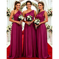 One Shoulder Lemon Yellow Bridesmaid Dresses Chiffon | SAMAG