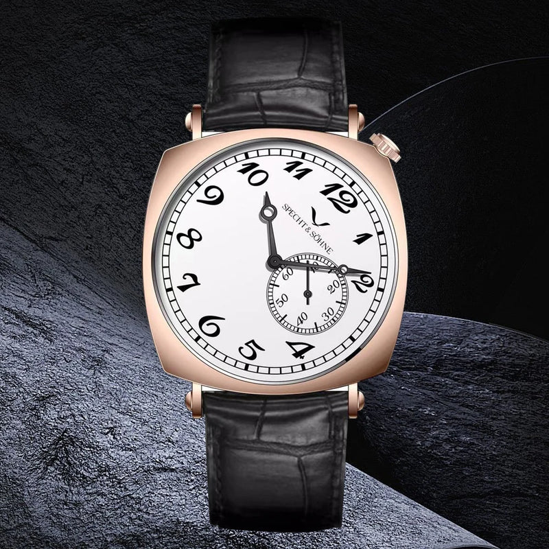 New Specht & Söhne 1921 Men's Automatic Mechanical Watch Vintage Watch Sapphire Genuine Leather Stainless Steel 50M Waterproof