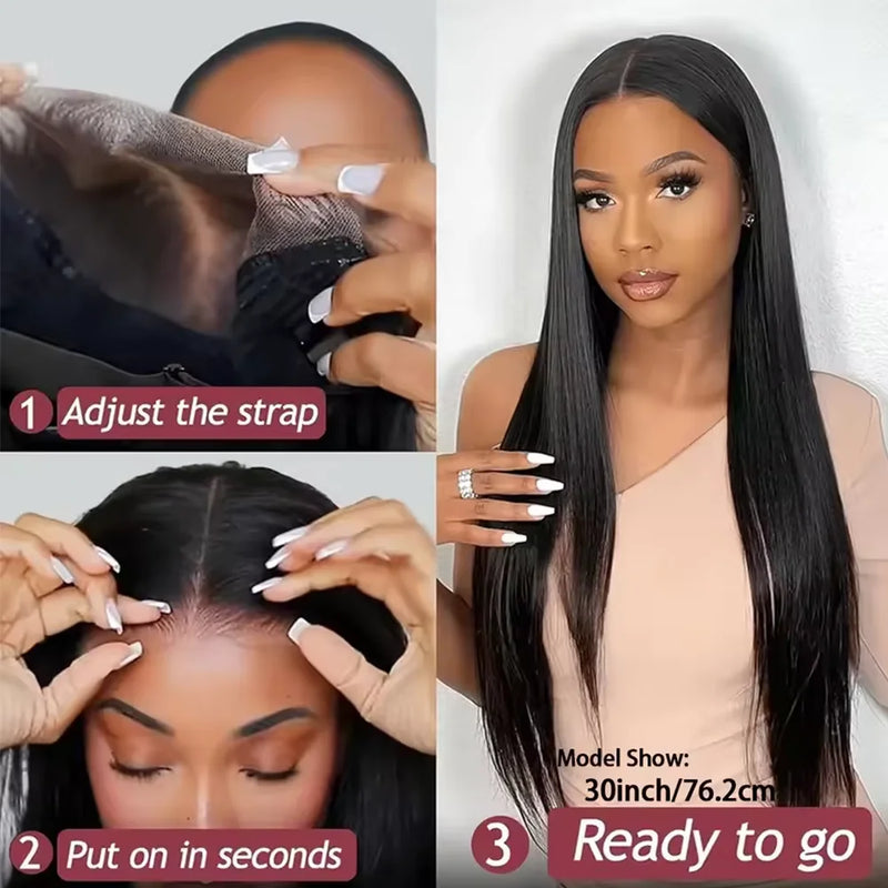 40 Inch Straight Lace Front Wig Human Hair 250% Density 13x6 Transparent HD Lace Full Frontal Glueless Wig Wear And Go Glueless Wigs Human Hair Pre Plucked