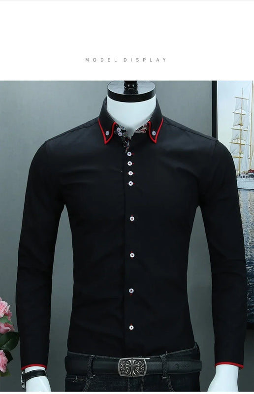 Spring/Fall Men's Slim Fit Long Sleeve Shirts Free Iron | SAMAG